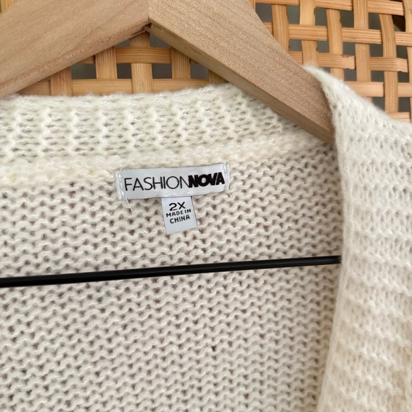 Fashion Nova Women White Cherry Embroidered Cardigan Sweater Plus 2X Y2K Cute - Picture 5 of 10